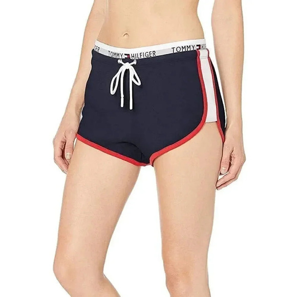 TOMMY HILFIGER DRAWSTRING LOGO WAISTBAND LOUNGE SHORTS SIZE SMALL DARK GREY - Picture 1 of 9